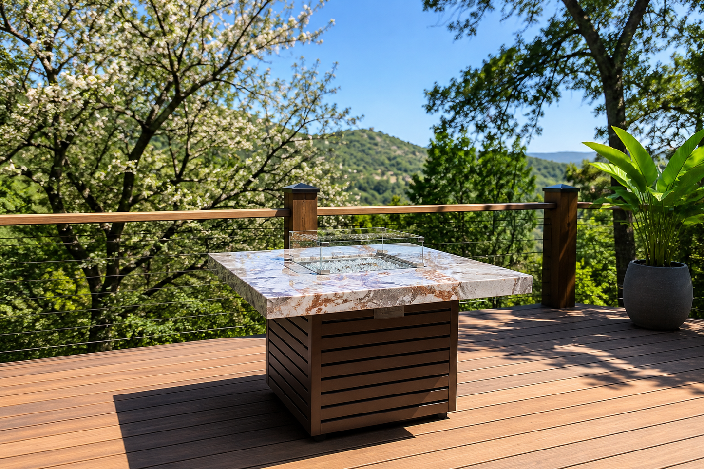 Jamaica Fire Table with fire-glass