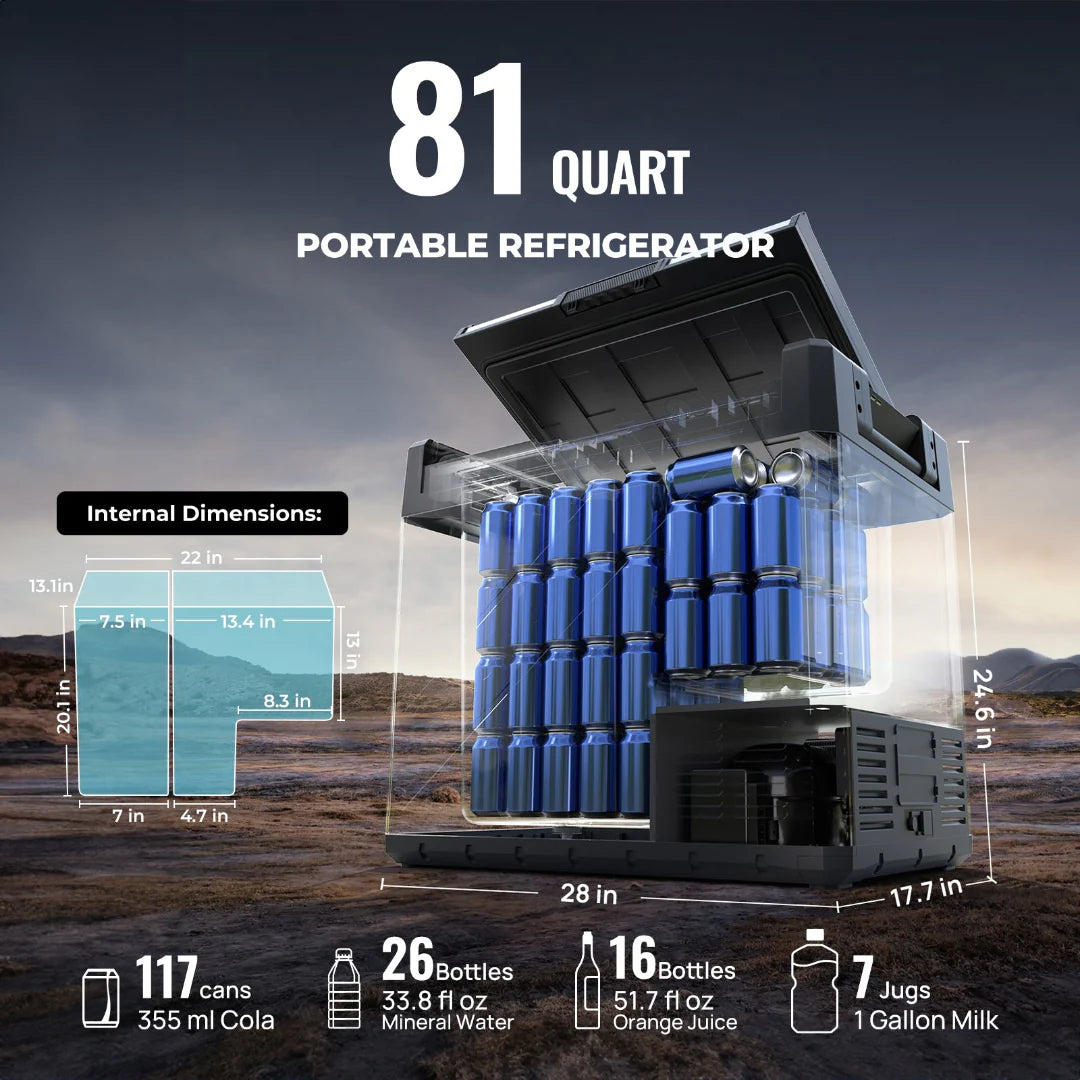 BougeRV Rocky 81QT Fridge + Battery