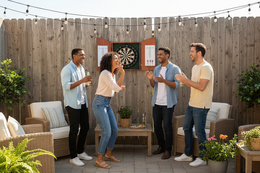 Bristle Dartboard and Wood Cabinet