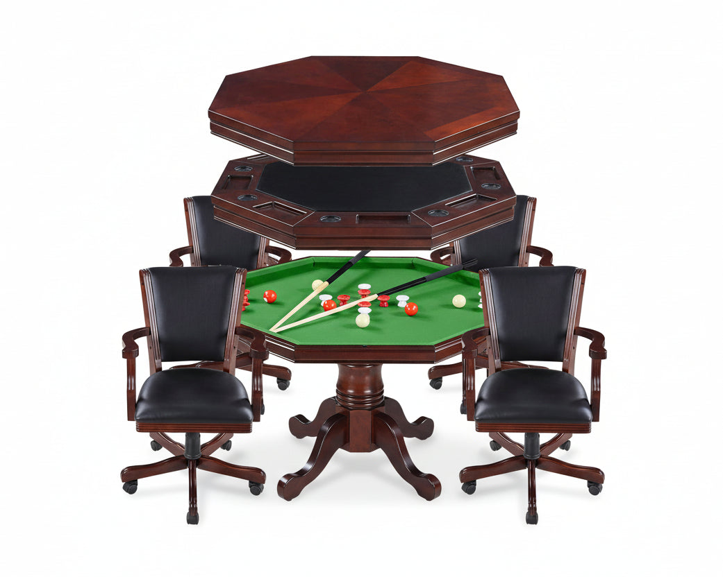 Kingston 48" Poker Table Set with 4 Arm Chairs