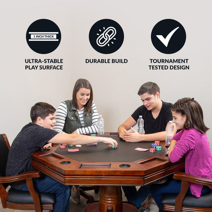 Kingston 48" Poker Table Set with 4 Arm Chairs