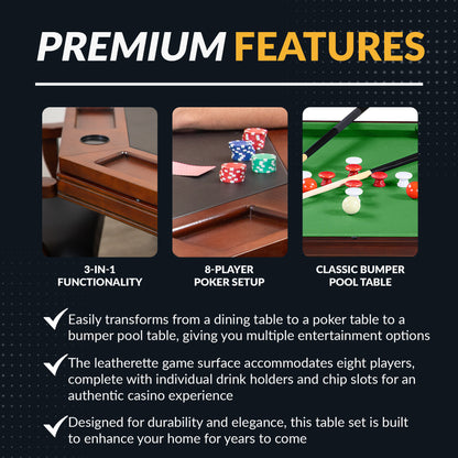 Kingston 48" Poker Table Set with 4 Arm Chairs