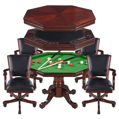 Kingston 48" Poker Table Set with 4 Arm Chairs
