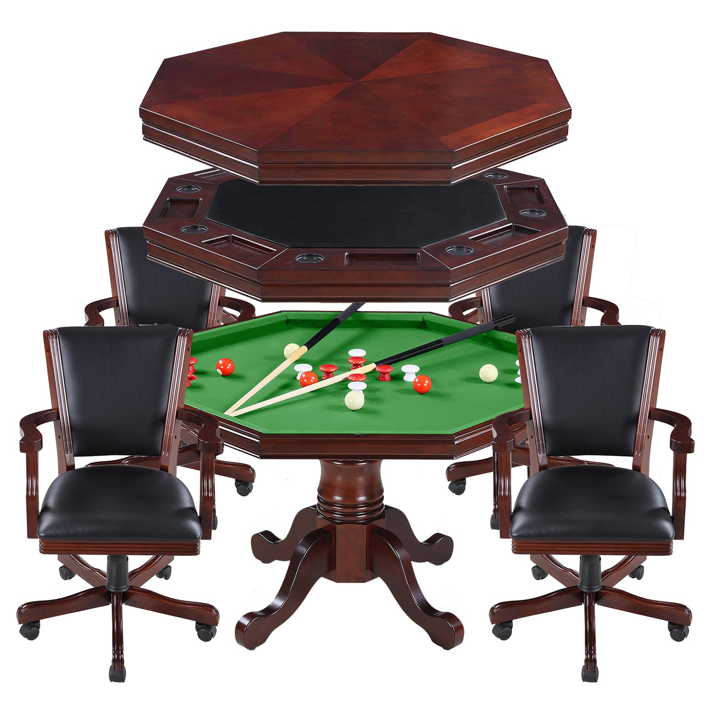 Kingston 48" Poker Table Set with 4 Arm Chairs
