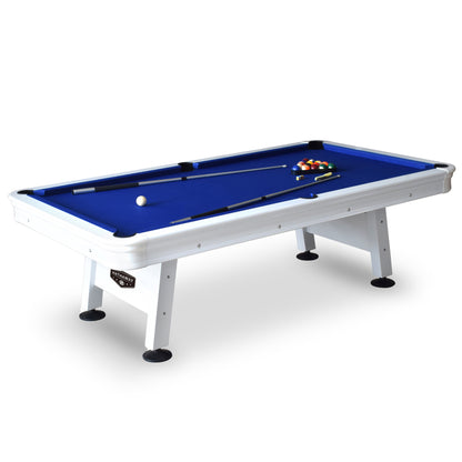 Alpine 8' Outdoor Pool Table - White / Blue Felt