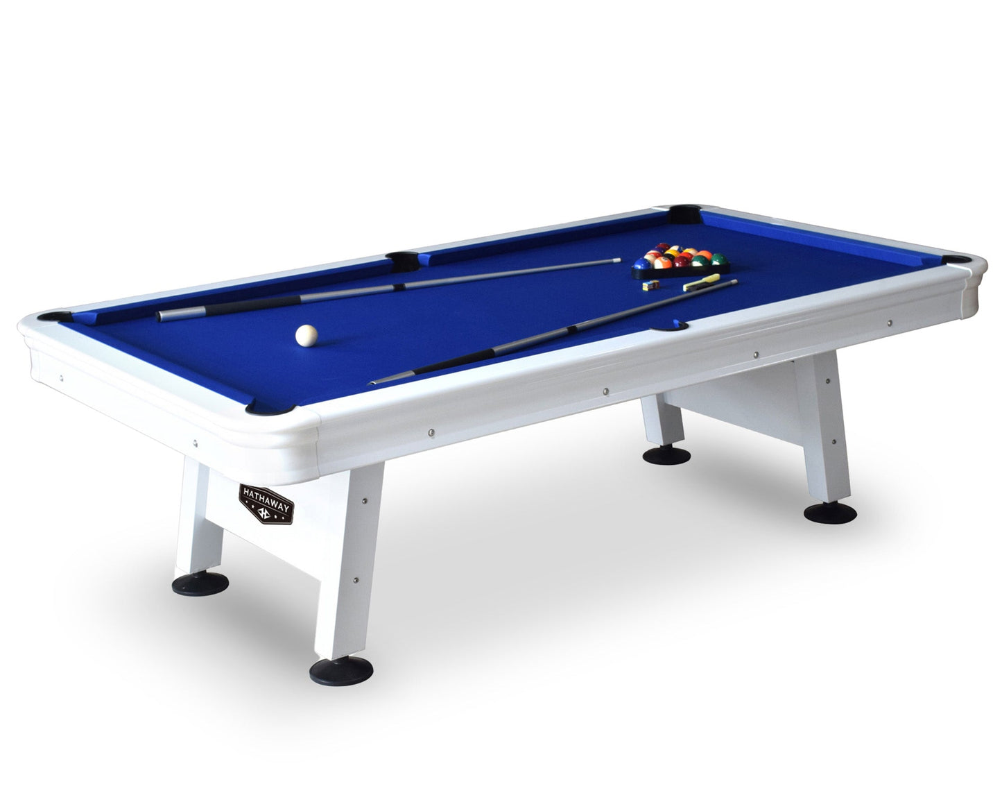 Alpine 8' Outdoor Pool Table - White / Blue Felt