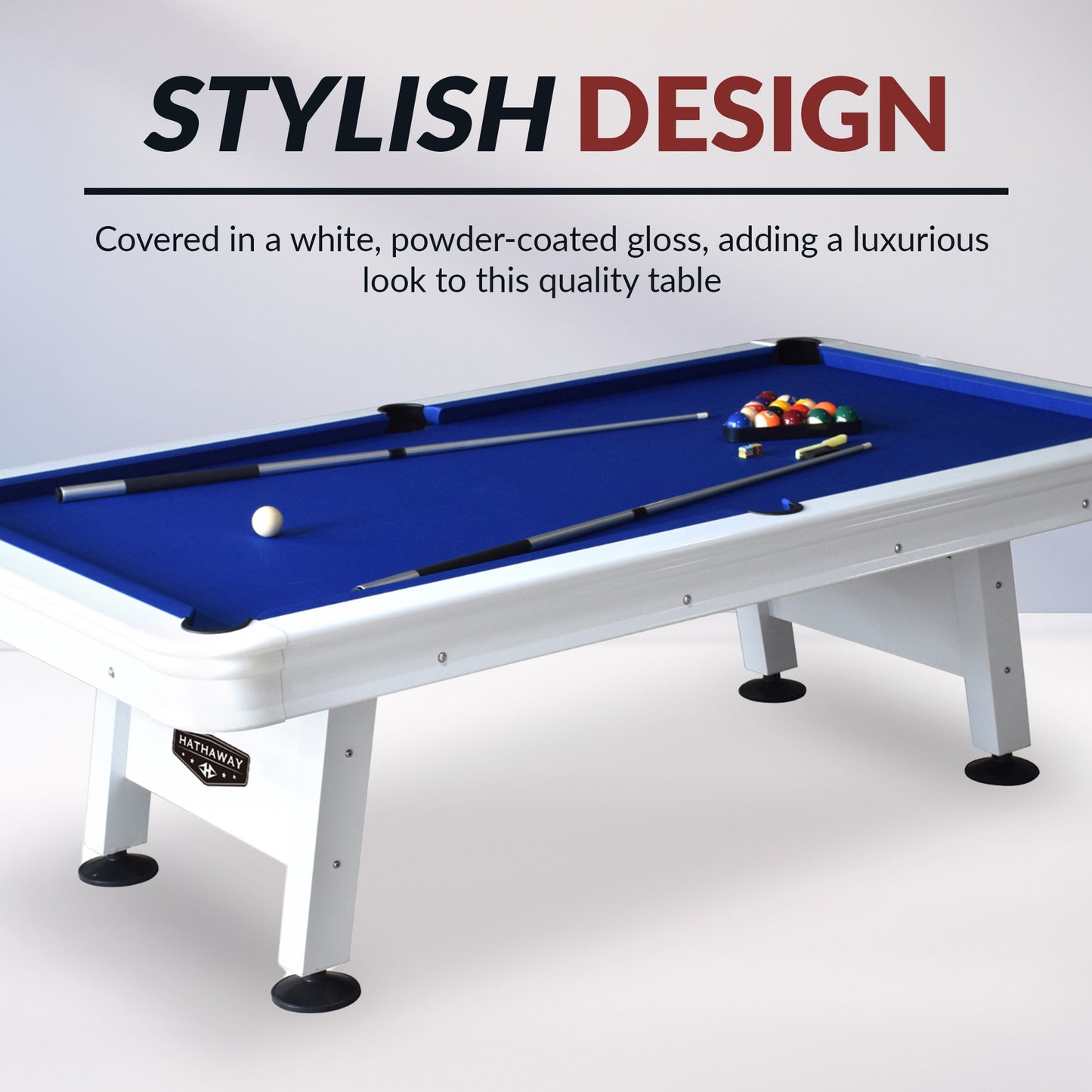 Alpine 8' Outdoor Pool Table - White / Blue Felt