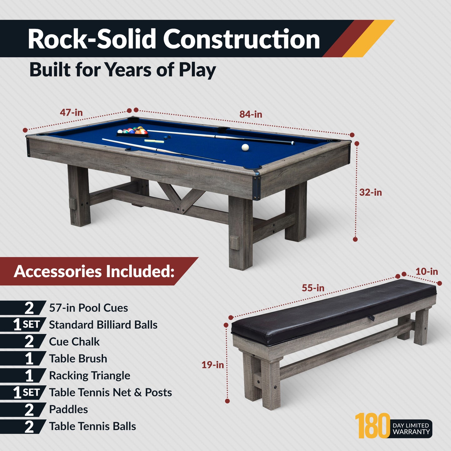Logan 7' Pool Table Combo Set