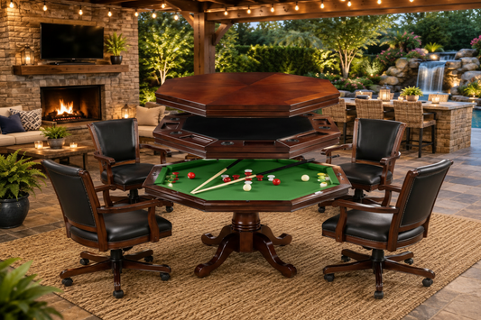 Kingston 48" Poker Table Set with 4 Arm Chairs
