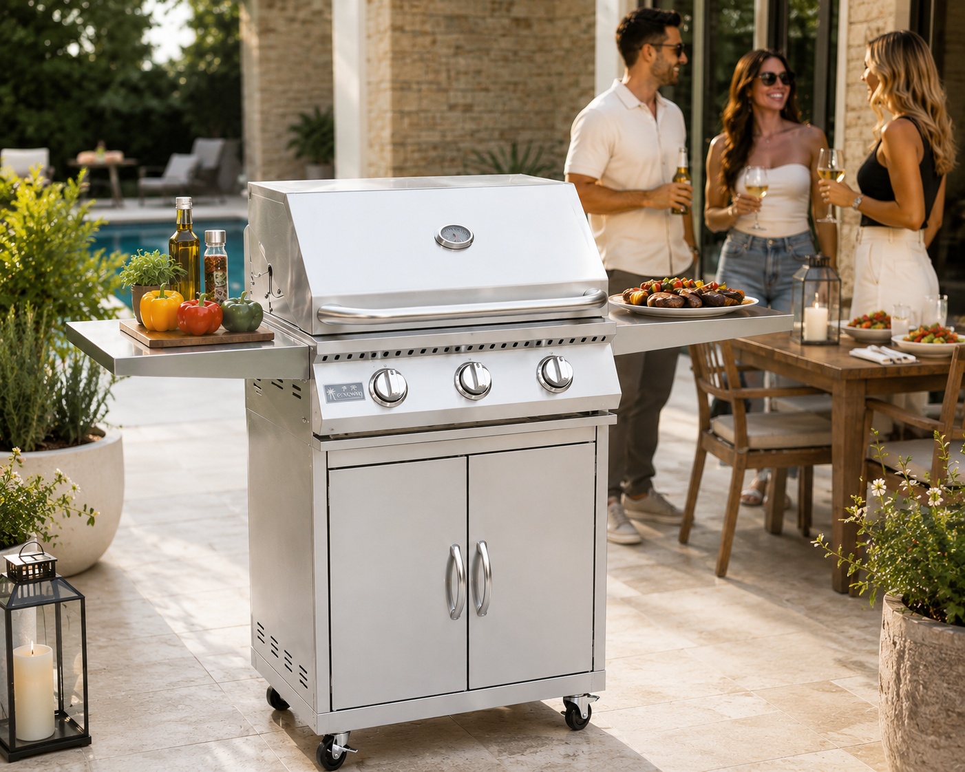 KoKoMo 26" 3 Burner Cart Grill