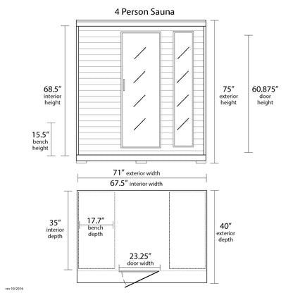 Klondike 4-Person Cedar Infrared Sauna