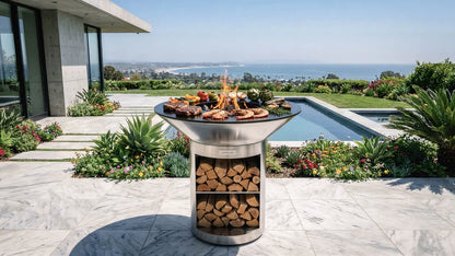Arteflame 40″ Platinum Series — Stainless Fire Bowl Flat-Top Grill with Storage Base